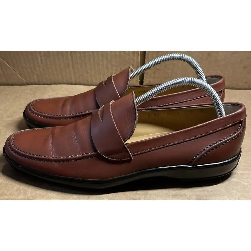Salvatore Ferragamo Brown Leather Penny Loafers Mens Size 8 Fast Shipping
